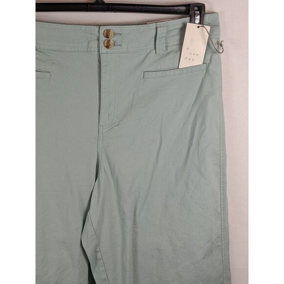 A New Day Cropped Wide Leg Pants 6 Mint Blue Green Flat Front High Rise Capri - Picture 4 of 9